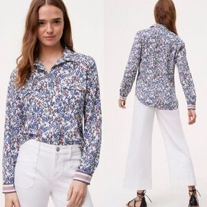 Loft floral field utility button down shirt